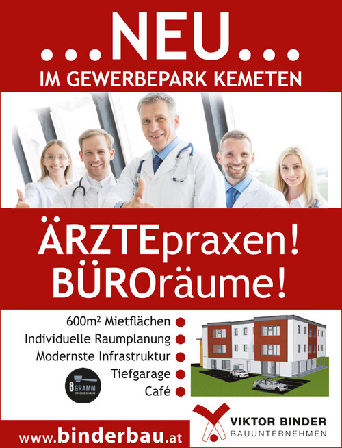 Anzeige: Neu im Gewerbepark Kemeten - Ärztepraxen& Büroräume